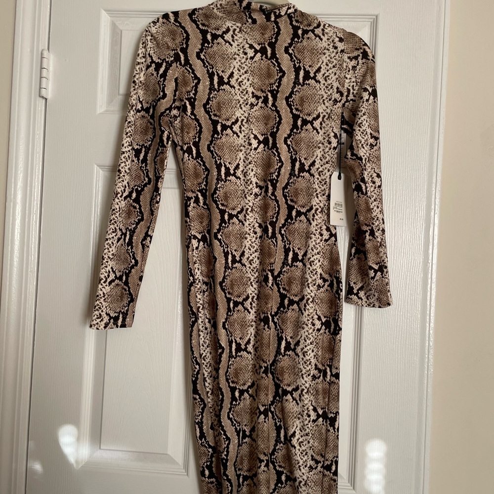 Snakeskin Print Long Sleeve Dress